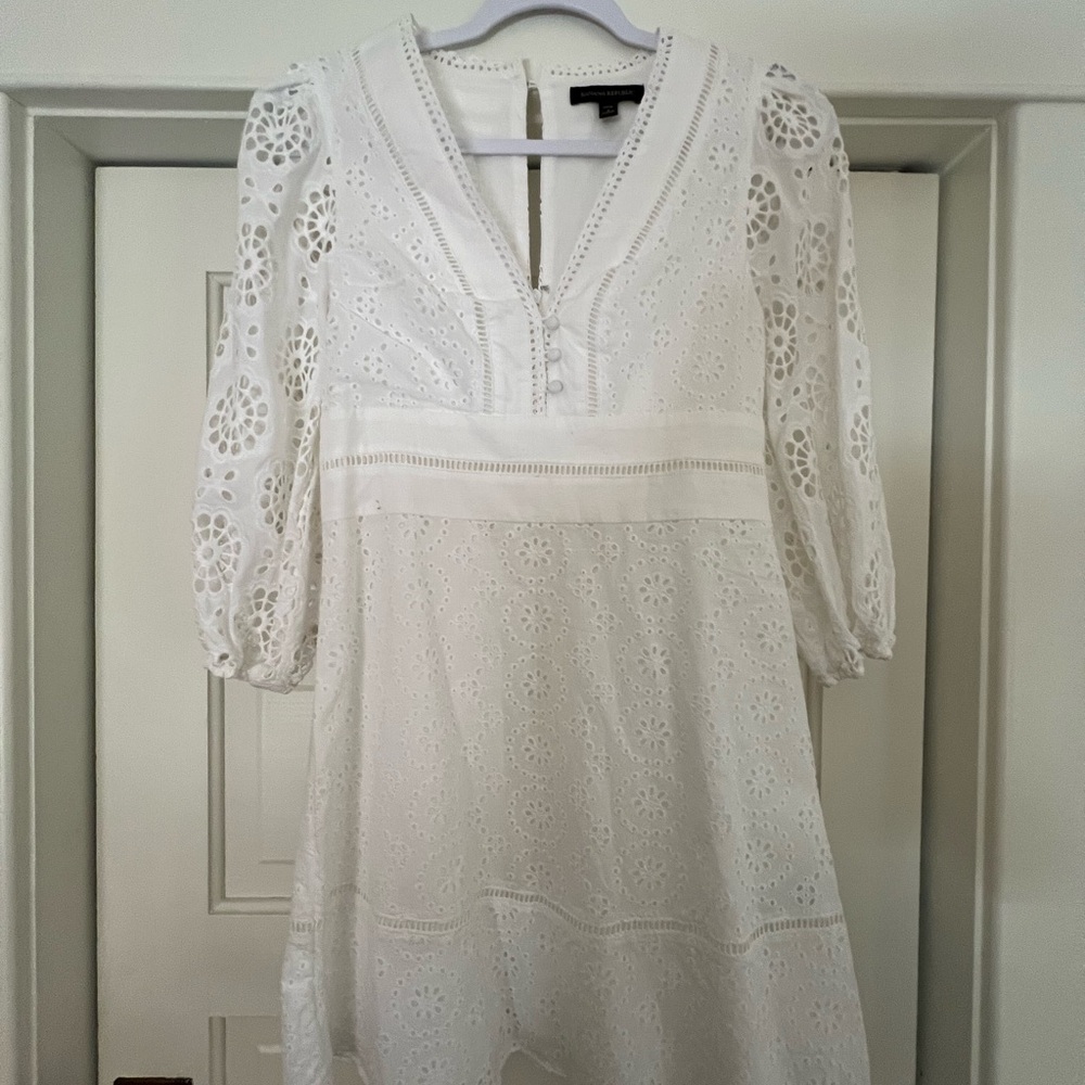 Eyelet white summer dress